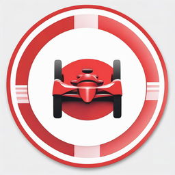 Red circular icon showcasing F1 race cars