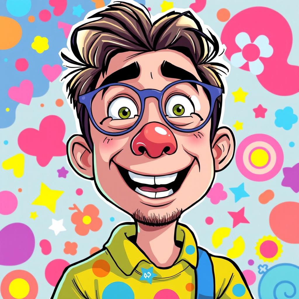 A vibrant cartoon-style reinterpretation of the given photo, emphasizing exaggerated features and bright colors