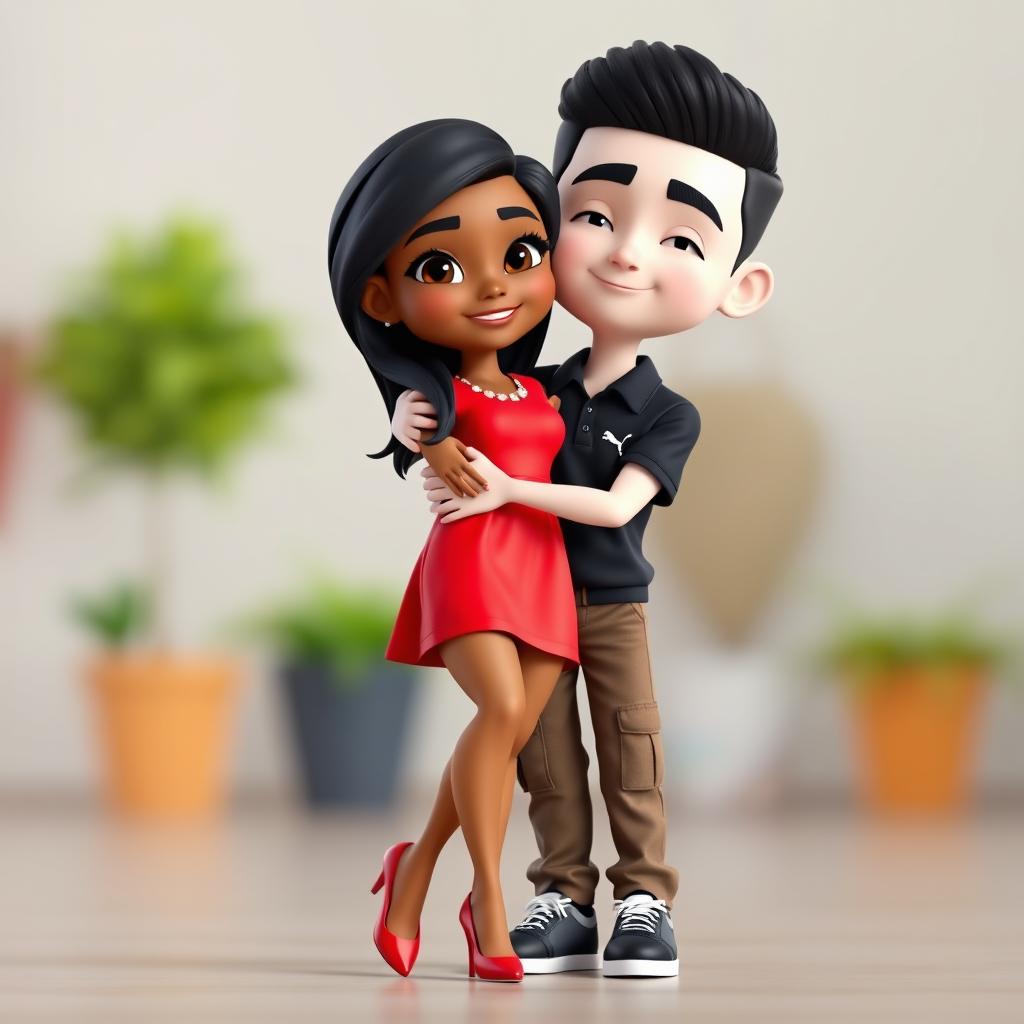 A 3D animated scene featuring a girl and a boy