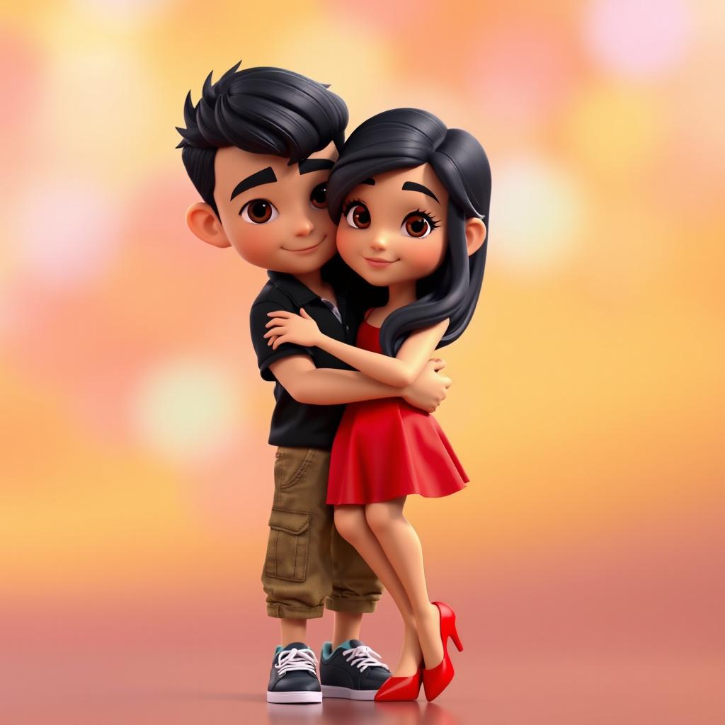 A 3D animated image of a young couple