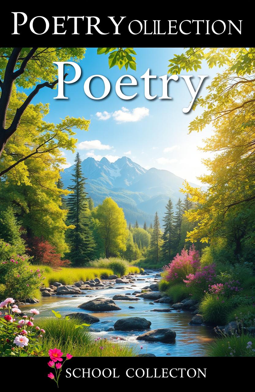 A captivating book cover for a poetry collection, embodying realism and the beauty of nature