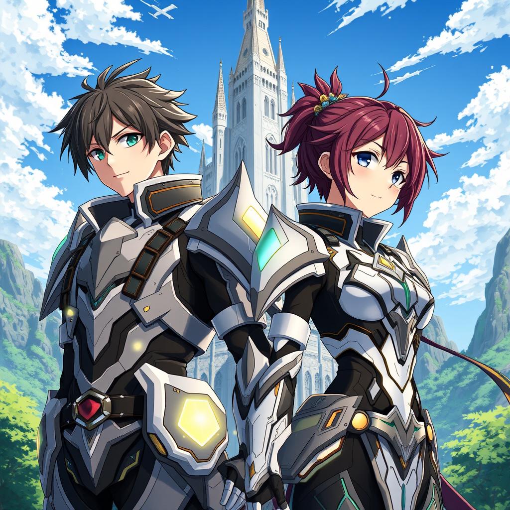 Anime-style artwork poster featuring a male and female character inspired by the aesthetic of 'Sword Art Online'