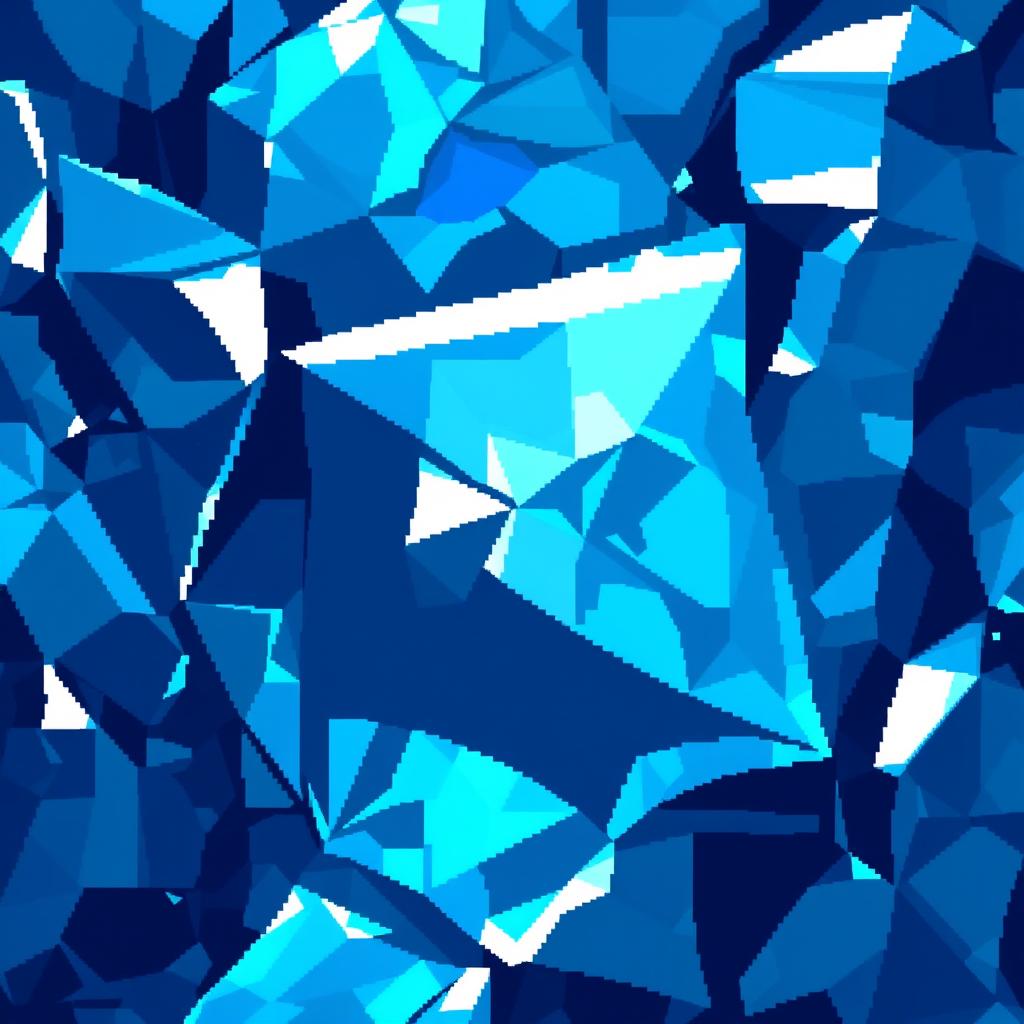 A highly detailed 16x16 pixel art texture of a blue crystal shard, showcasing intricate facets and a shimmering surface that captures the light, evoking a magical and enchanting appearance suitable for Minecraft