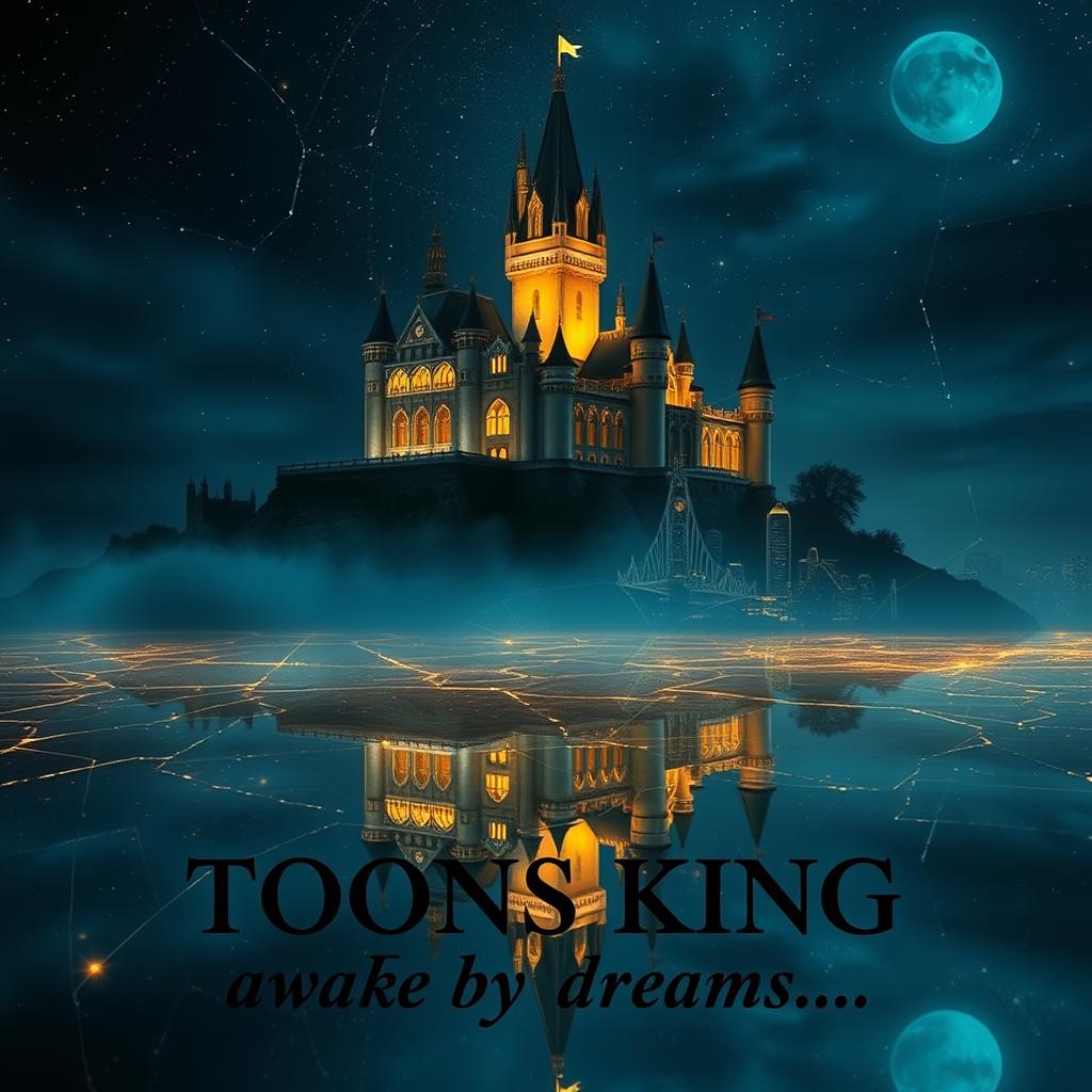 An enchanting castle at night, surrounded by a mystical atmosphere