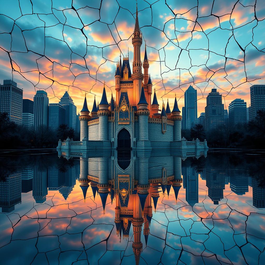 A very enchanting and magical original castle designed in a Disney style, showcasing enchanting movie picture aesthetics