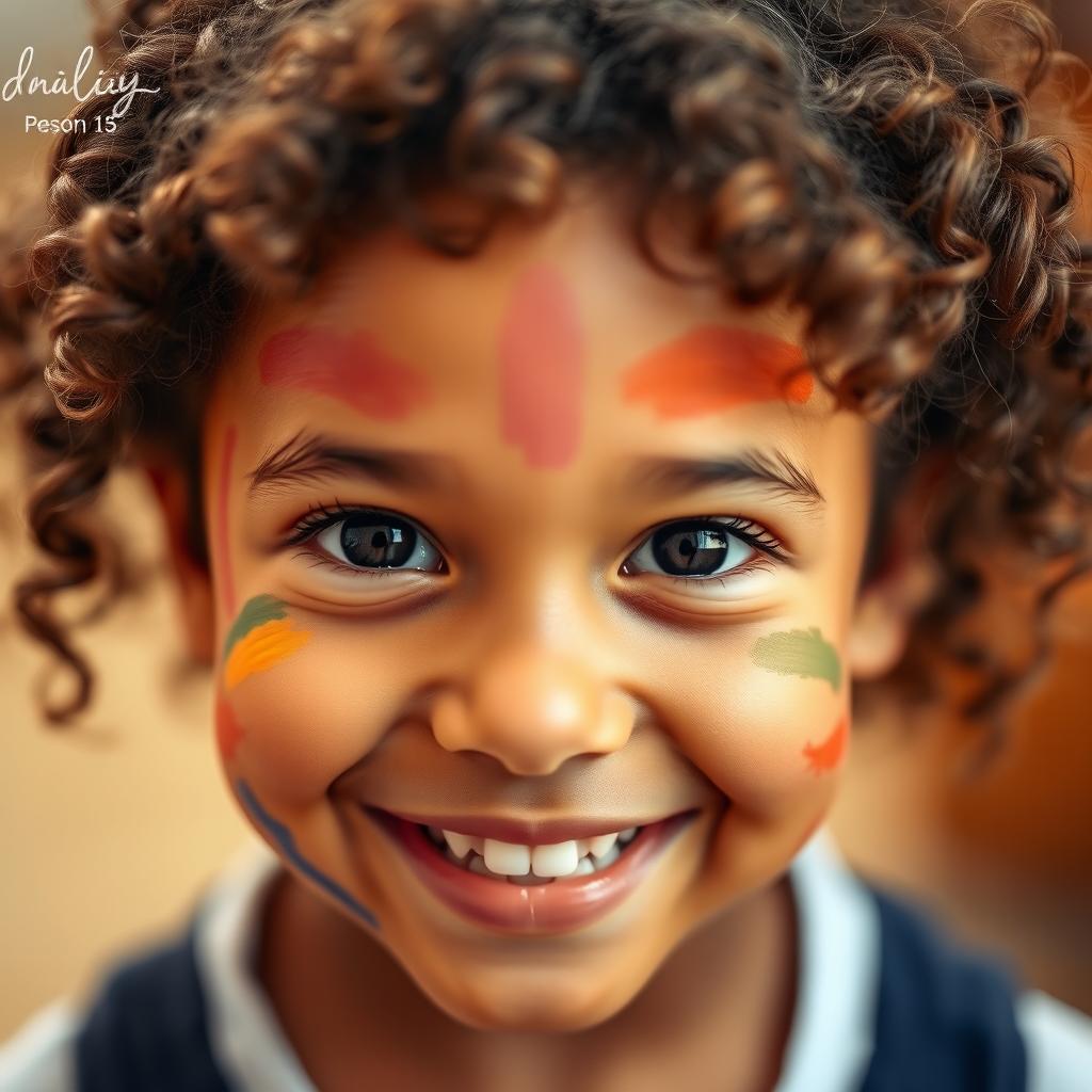 A smiling girl with a joyful expression looking directly at the viewer