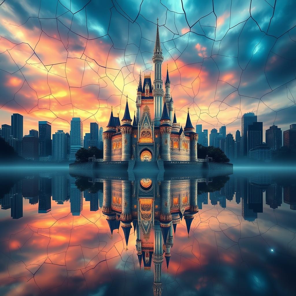 A stunning original enchanted castle inspired by Disney, set in a magical, enchanted scene