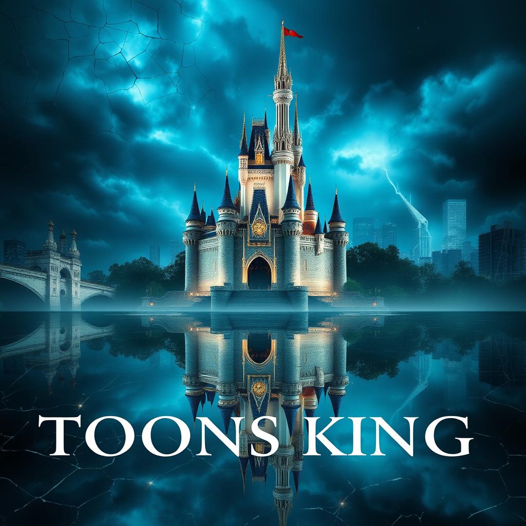 An original enchanted castle inspired by Disney style, set in a mystical environment