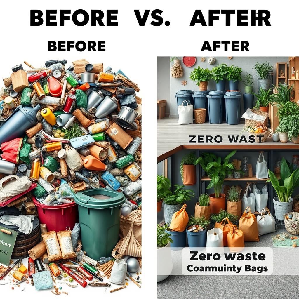 A compelling visual representation comparing the Before vs After Zero Waste Implementation