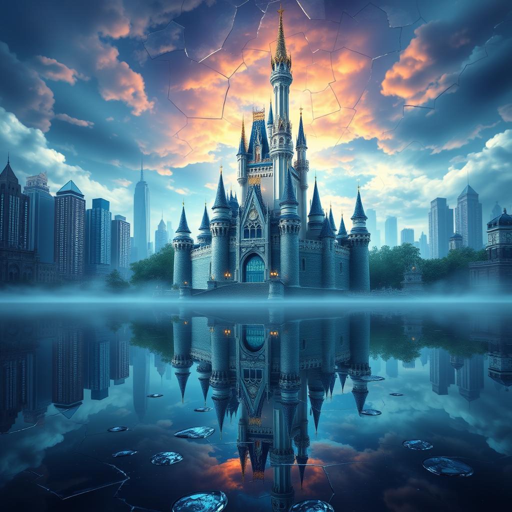 A breathtaking original enchanted castle inspired by Disney's enchanted style, with a magical atmosphere