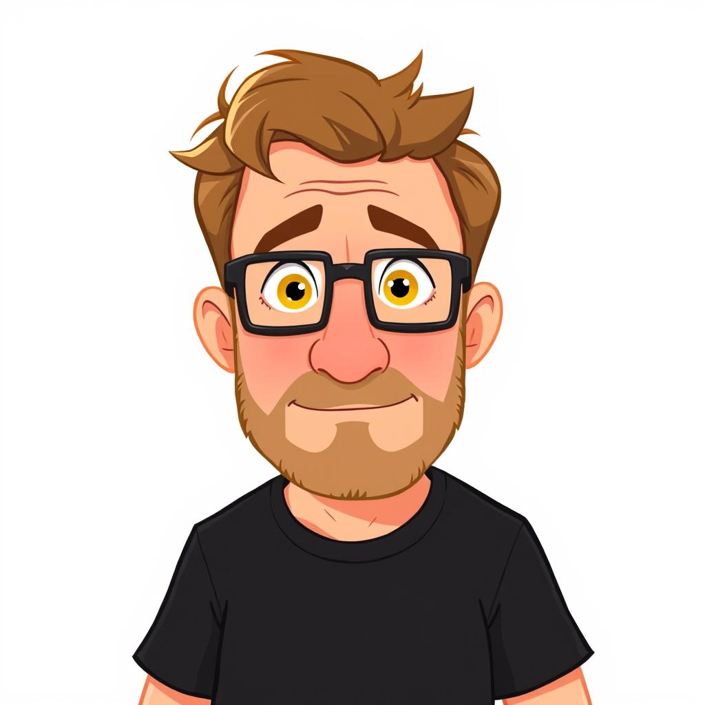 A Pixar-style character design of a man in his 40s