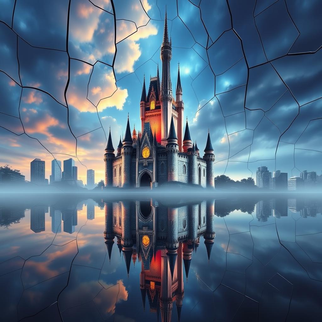 A beautifully designed original enchanted castle inspired by Disney's style, featuring a magical and mystical aura