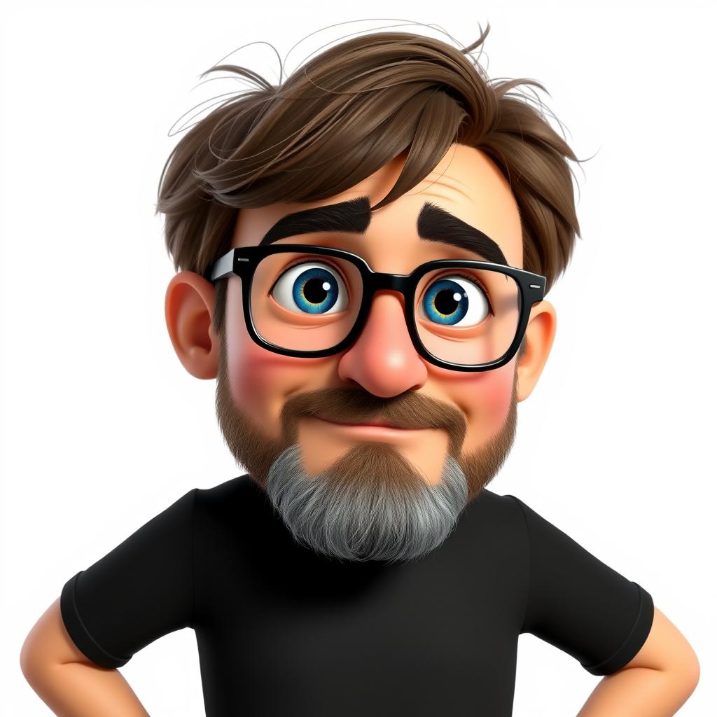 A full-body shot of a Pixar-style character representing a man in his 40s