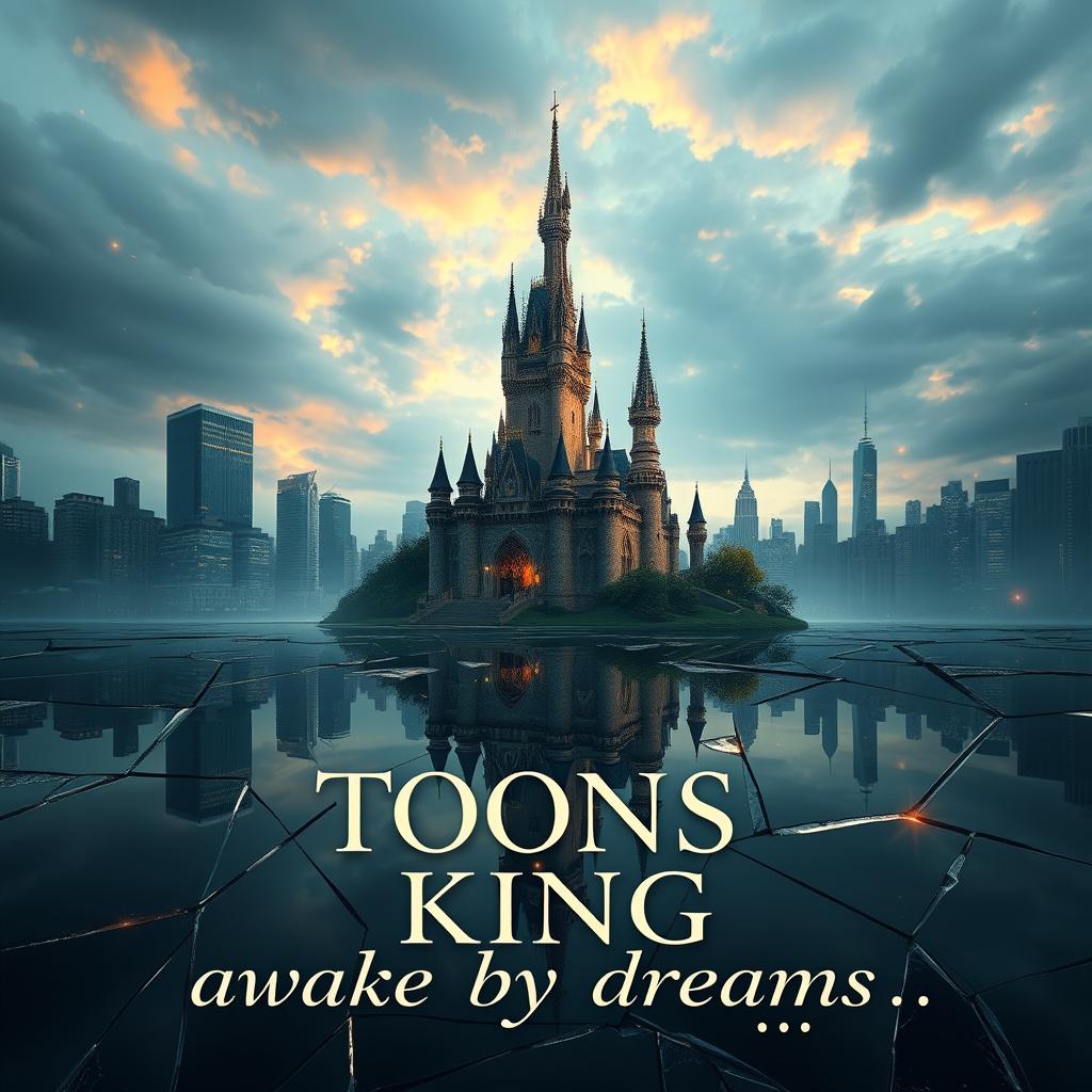 A very enchanted and magical novel cover, featuring an original enchanted castle surrounded by an enchanting atmosphere