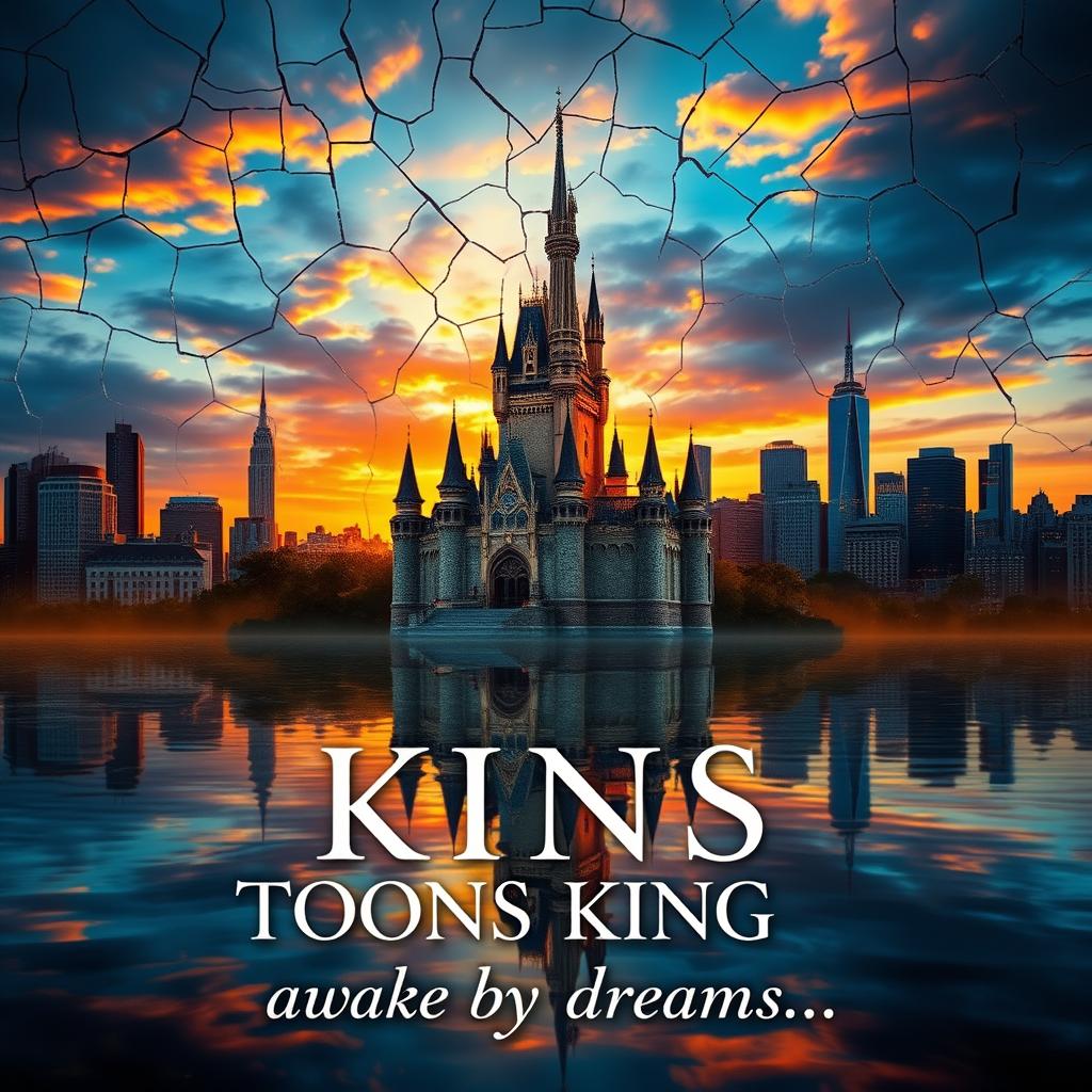 A captivating novel cover featuring an enchanted castle at sunset, with a magical atmosphere