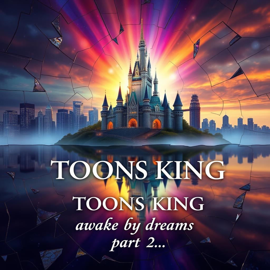 A captivating novel cover featuring a stunning, original enchanted castle bathed in a mystical light