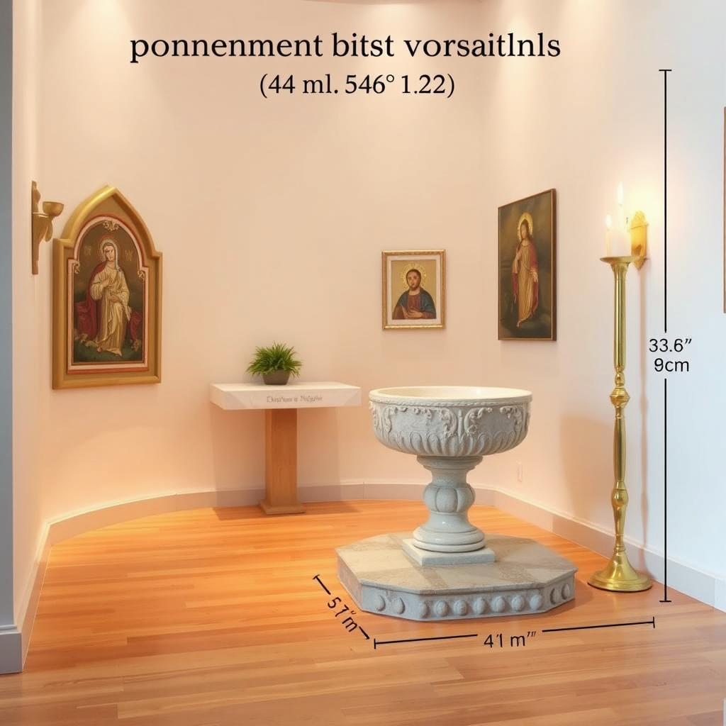 A beautifully designed penitential space measuring 4 meters by 2 meters, featuring a serene atmosphere for reflection and confession