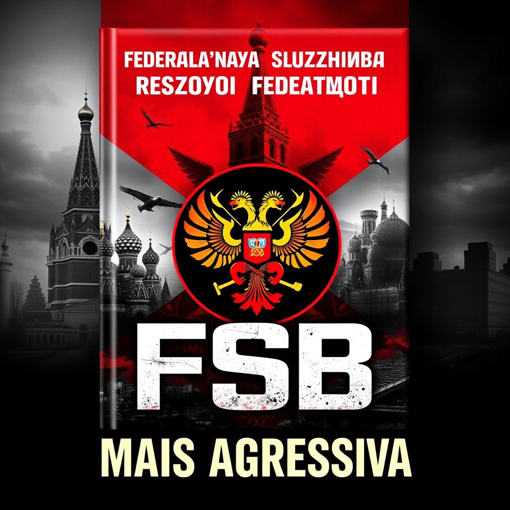 A striking book cover design featuring the emblem of the Russian Federal Security Service (FSB), prominently displayed in the center