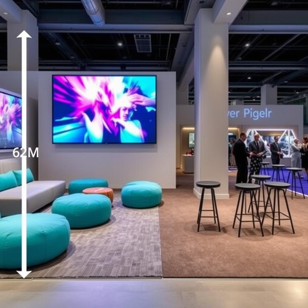 An exhibition area that measures approximately 6 meters in width and 9 meters in length