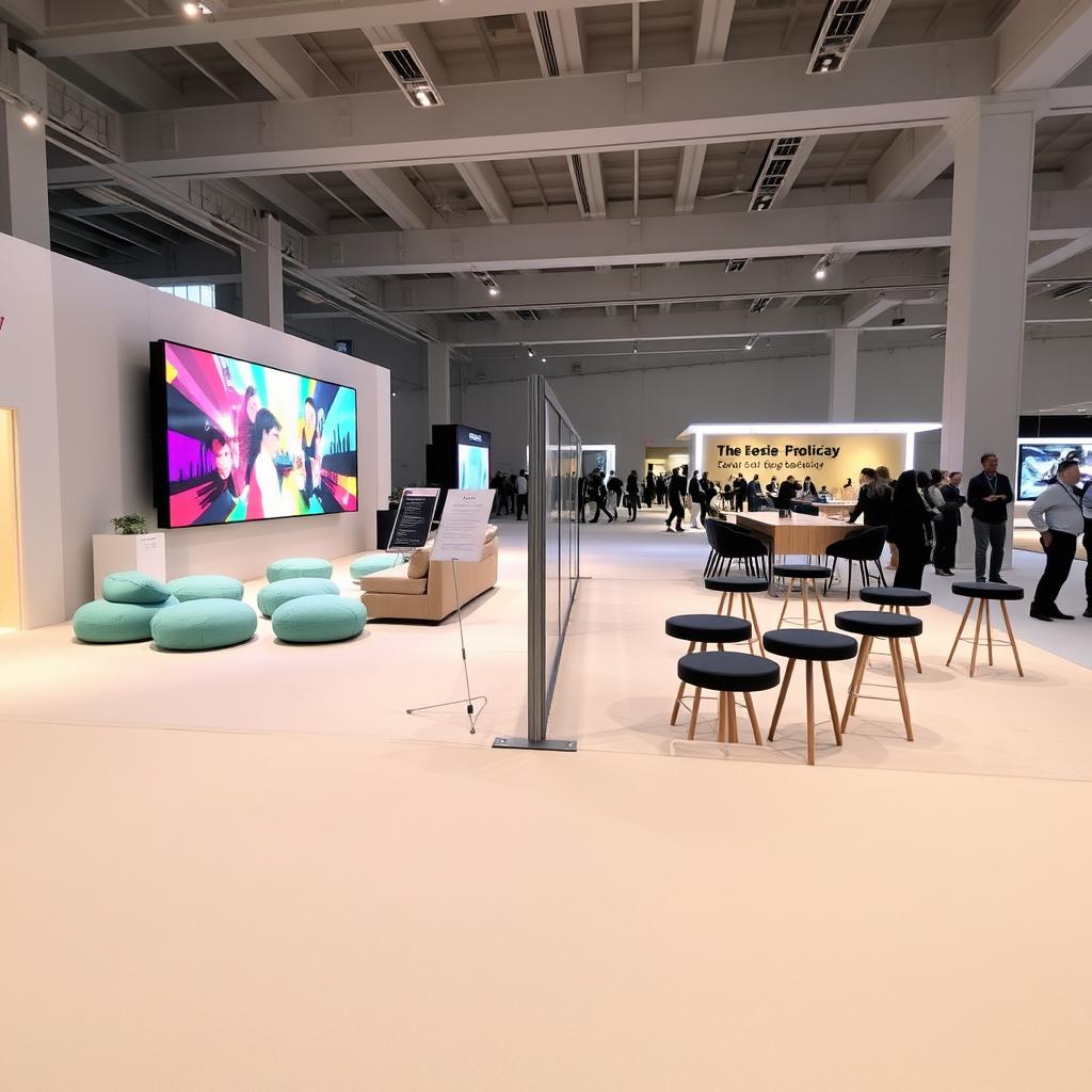 A spacious exhibition area, measuring approximately 6 meters in width and 9 meters in length
