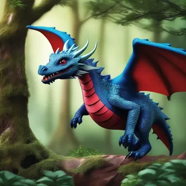 The dragon flew anteriorly through the enchanted forest.