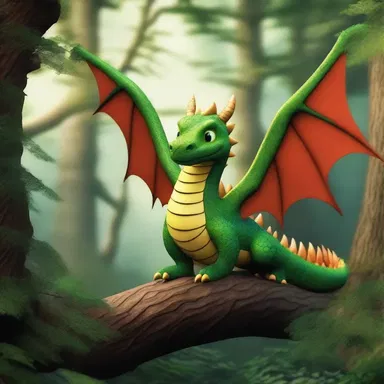 The dragon flew anteriorly through the enchanted forest.