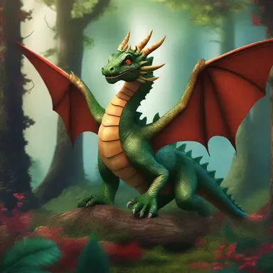 The dragon flew anteriorly through the enchanted forest.