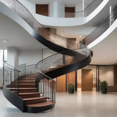 The stairs curved anteriorly, giving the building a unique aesthetic.