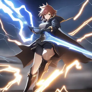 The protagonist moved anteriorly with lightning speed, slicing through enemies.