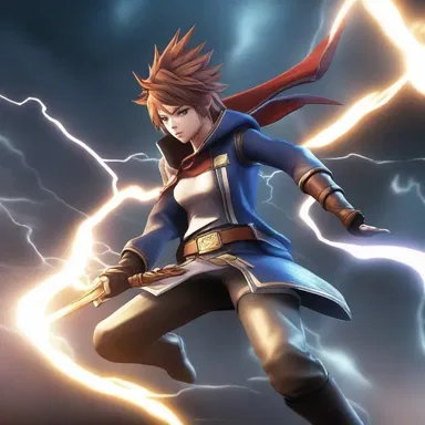 The protagonist moved anteriorly with lightning speed, slicing through enemies.