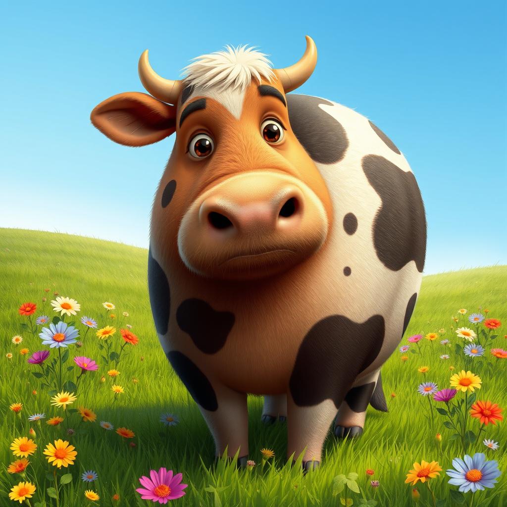 An imaginative depiction of a hybrid animal, combining features of a capybara and a cow
