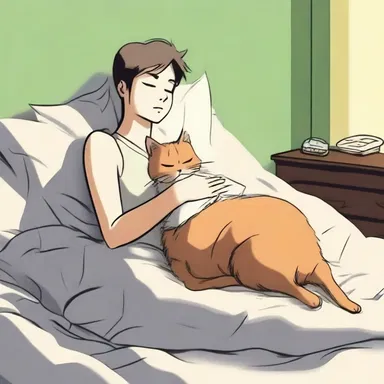 The character tiptoed anteriorly, trying not to wake up the sleeping cat.