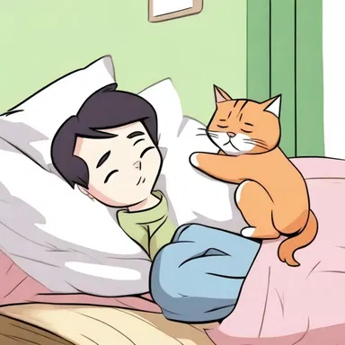 The character tiptoed anteriorly, trying not to wake up the sleeping cat.