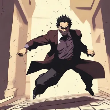 The protagonist ran anteriorly, trying to escape the clutches of the villain.