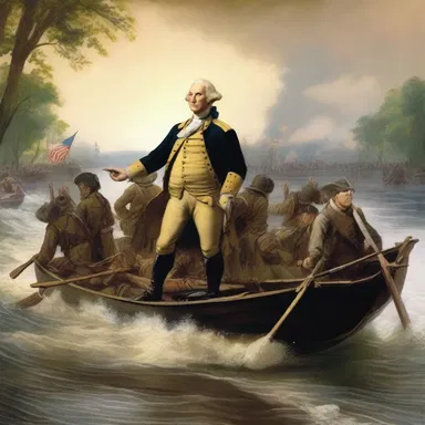 George Washington led his troops anteriorly across the Delaware River.