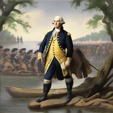 George Washington led his troops anteriorly across the Delaware River.