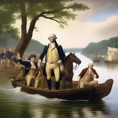 George Washington led his troops anteriorly across the Delaware River.