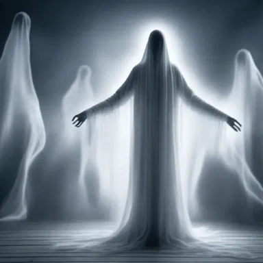 The ghostly figure floated anteriorly, sending shivers down people's spines.