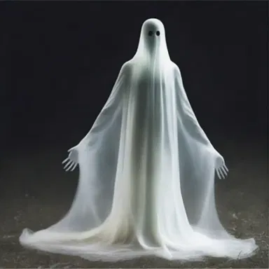 The ghostly figure floated anteriorly, sending shivers down people's spines.