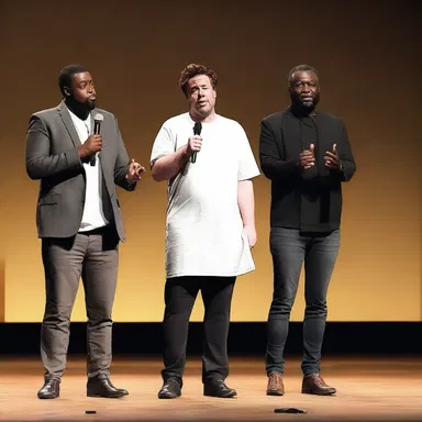 The comedian walked anteriorly on stage, ready to deliver their punchline.