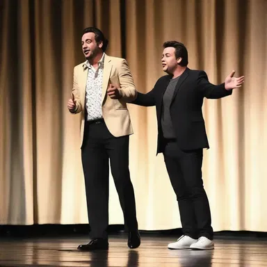 The comedian walked anteriorly on stage, ready to deliver their punchline.