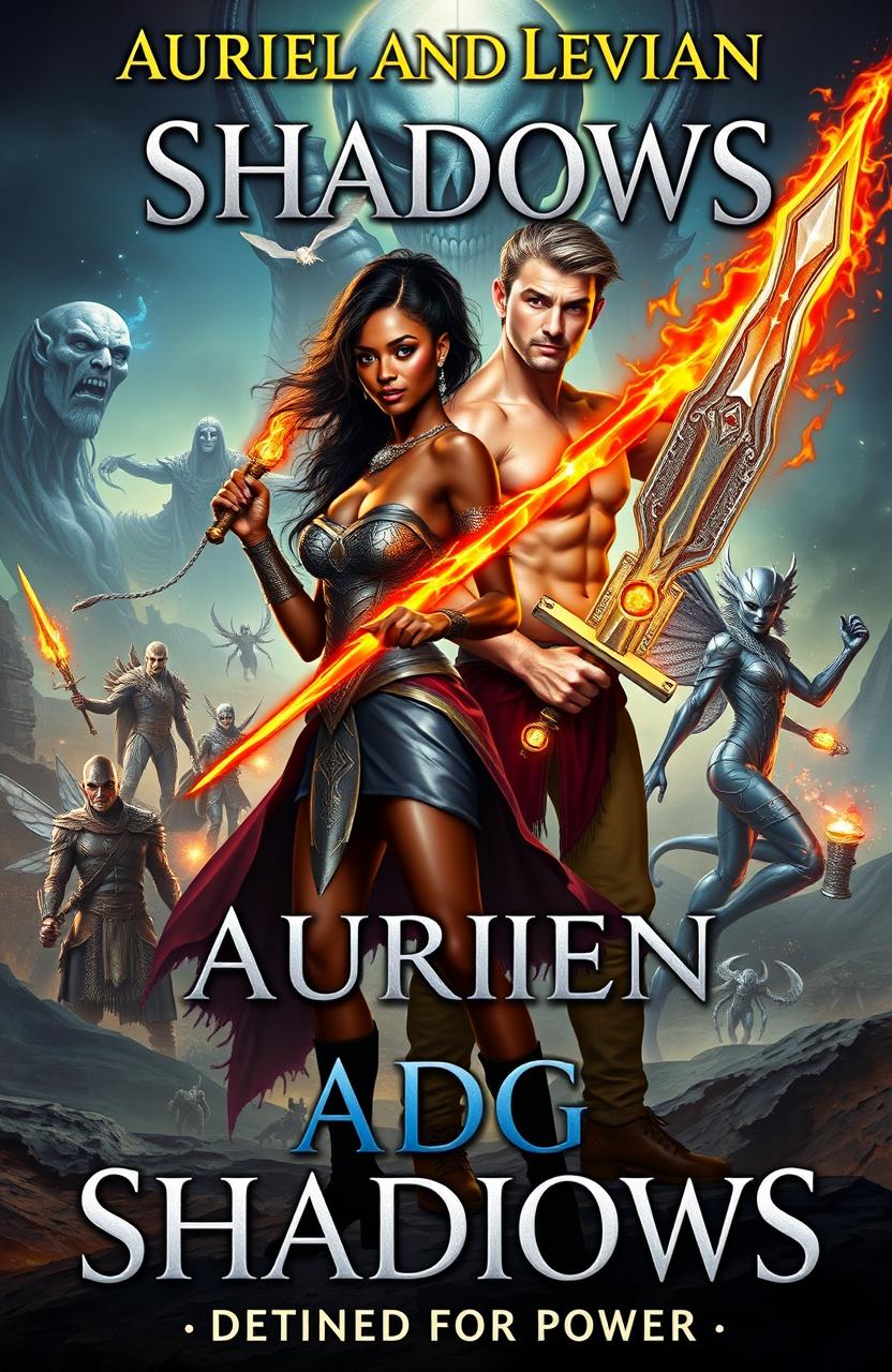 A captivating book cover for 'Auriel and Levian Shadows: Knight - Mongrels, (Destined for Power)'