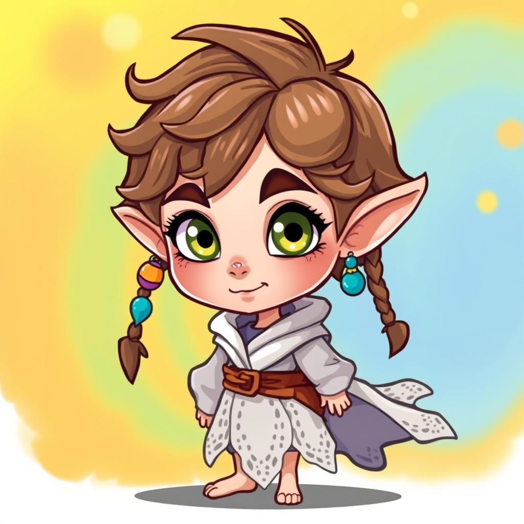 A cartoon-style illustration of a rogue halfling character