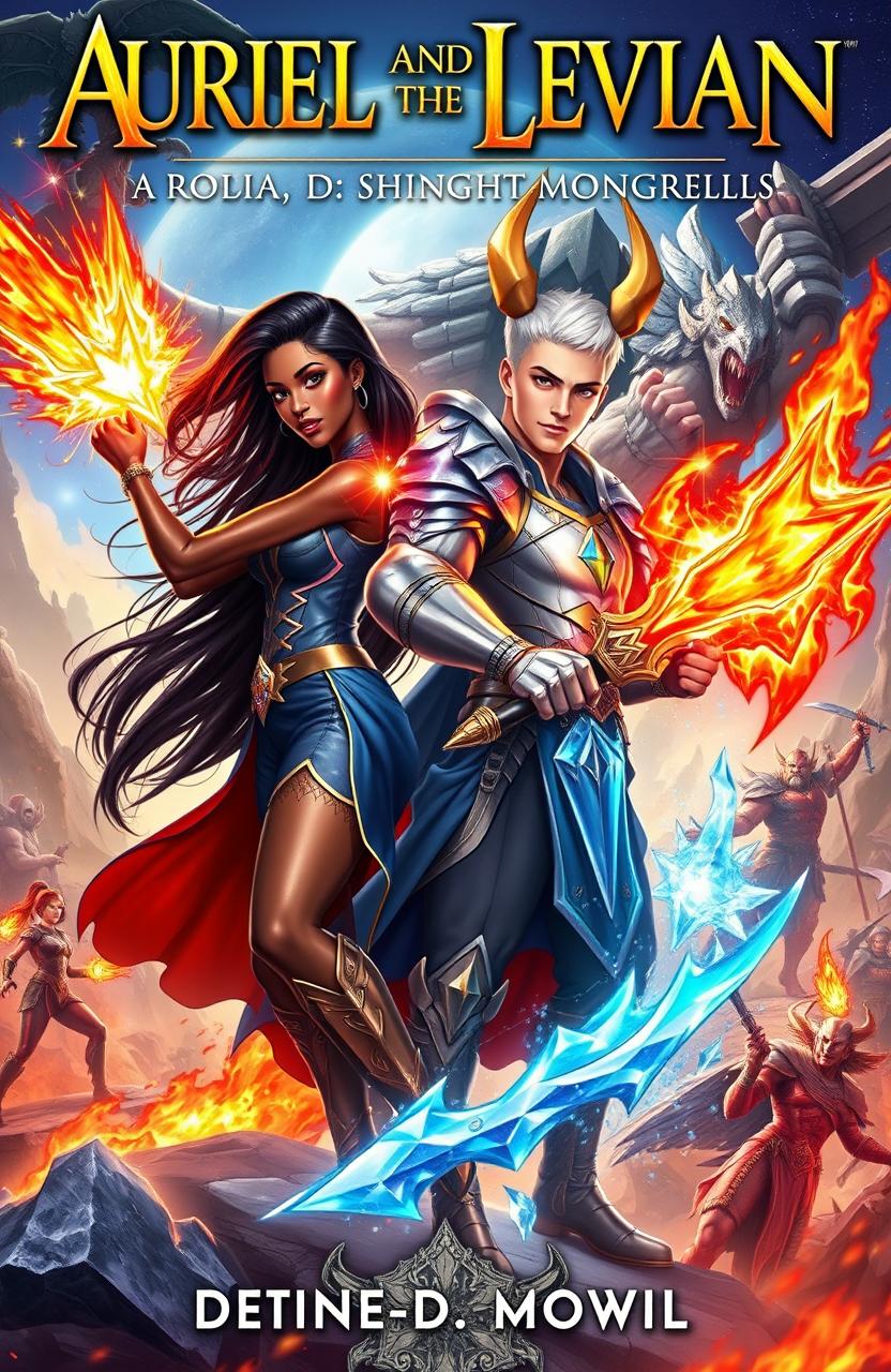 A dynamic and captivating book cover for 'Auriel and Levian: Shadows, Knight-Mongrels, (Destined for Power)'