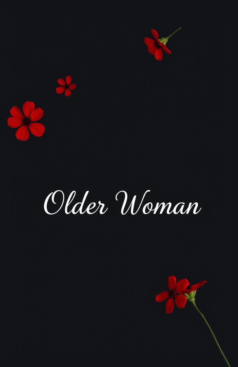 A dark minimalist background featuring several vibrant red flowers scattered artistically