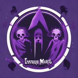 A purple necromancer logo, framed by an eerie group of emerging zombies, hinting at an air of dark magic power and mystery.