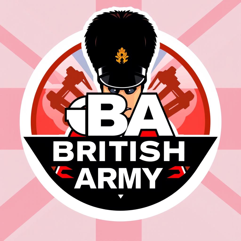 A graphic design for a Roblox logo featuring the text "GBA British Army" prominently displayed