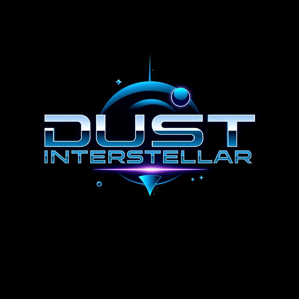 A sleek and futuristic logo design for an Eve Online corporation named 'Dust Interstellar'
