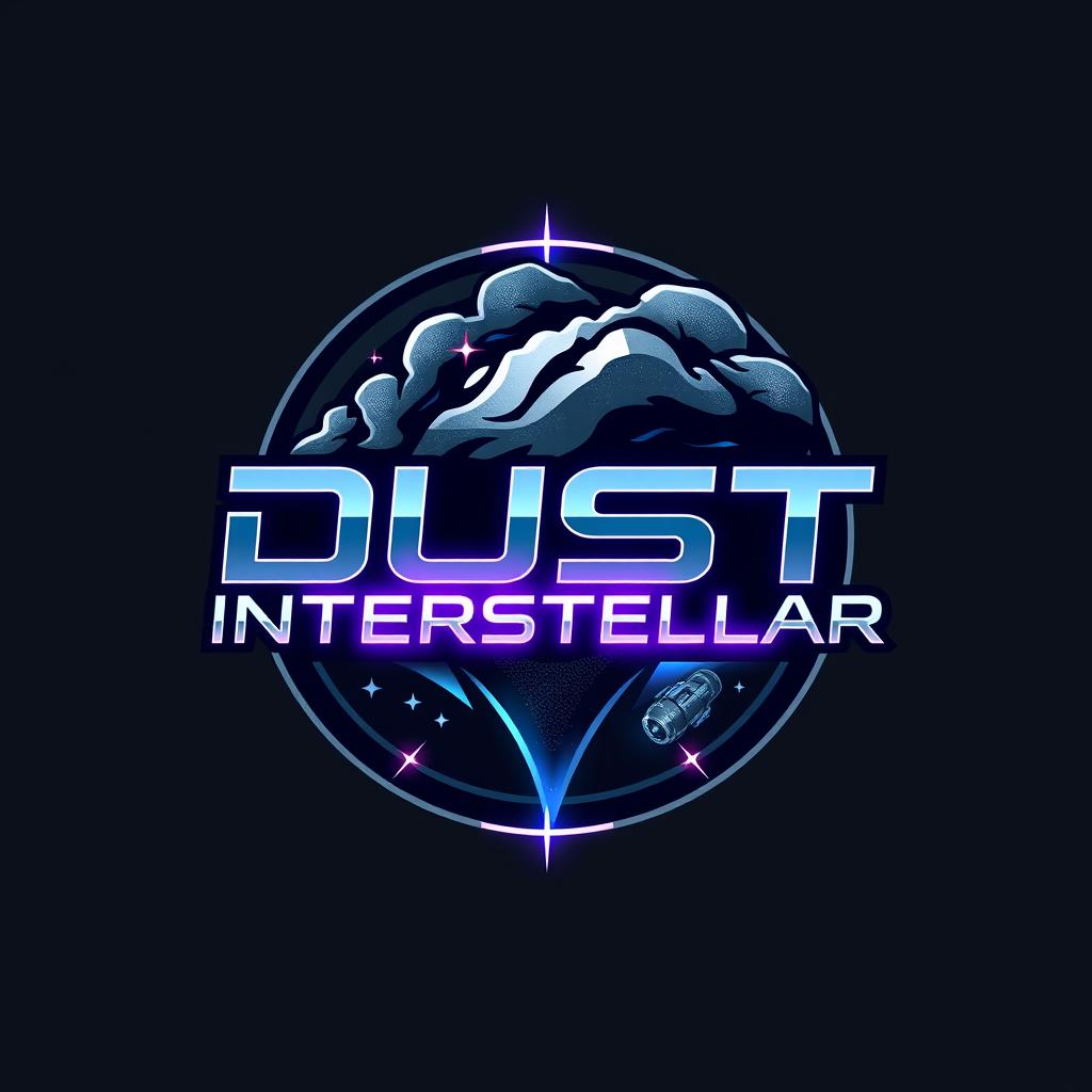 A sleek and modern logo design for the Eve Online corporation 'Dust Interstellar', featuring a circular background