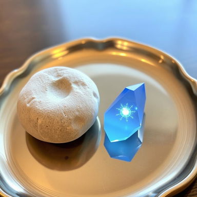 A beautifully arranged serving tray displaying two objects: 1